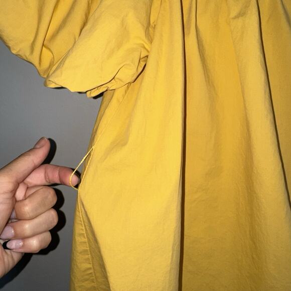 Anthropologie A’Reve Woman’s Off Shoulder Puff Sleeve Dress Sz L Yellow Boho - Picture 7 of 10